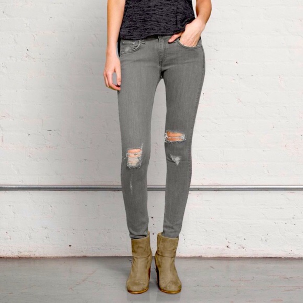 Rag And Bone distressed grey skinny jeans, size 29